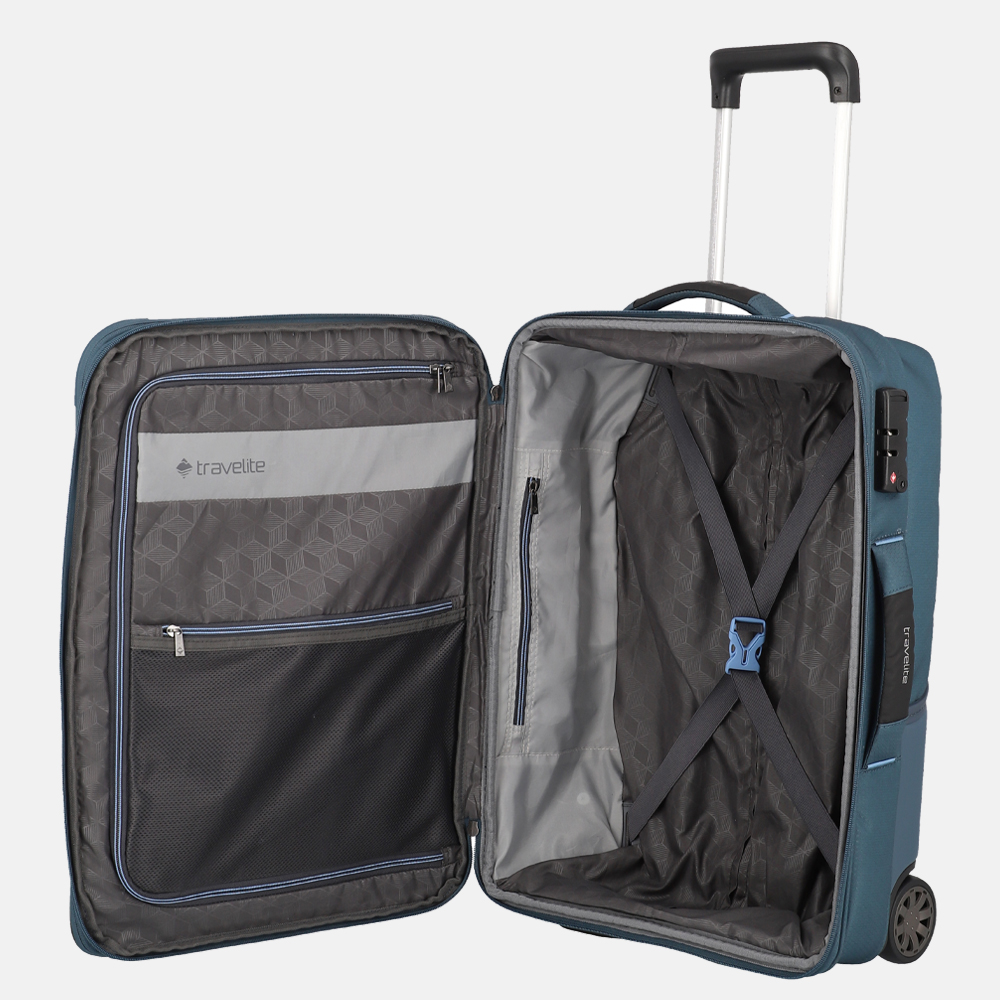 Travelite Upright koffer 55 cm blue bij Duifhuizen