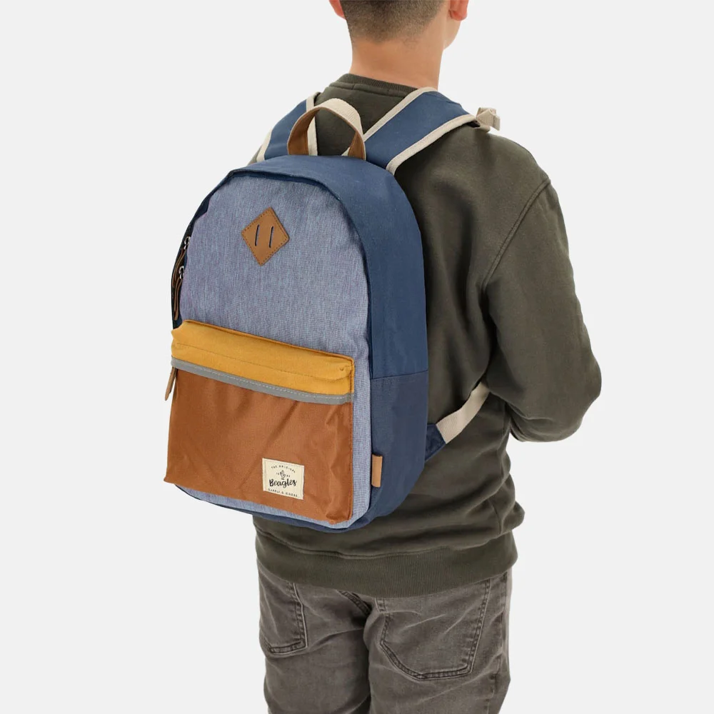 Beagles Colorblock kinderrugzak jeansblauw bij Duifhuizen