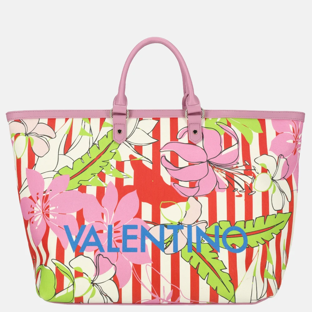 Valentino Bags Kore shopper strepen rosa/multi bij Duifhuizen