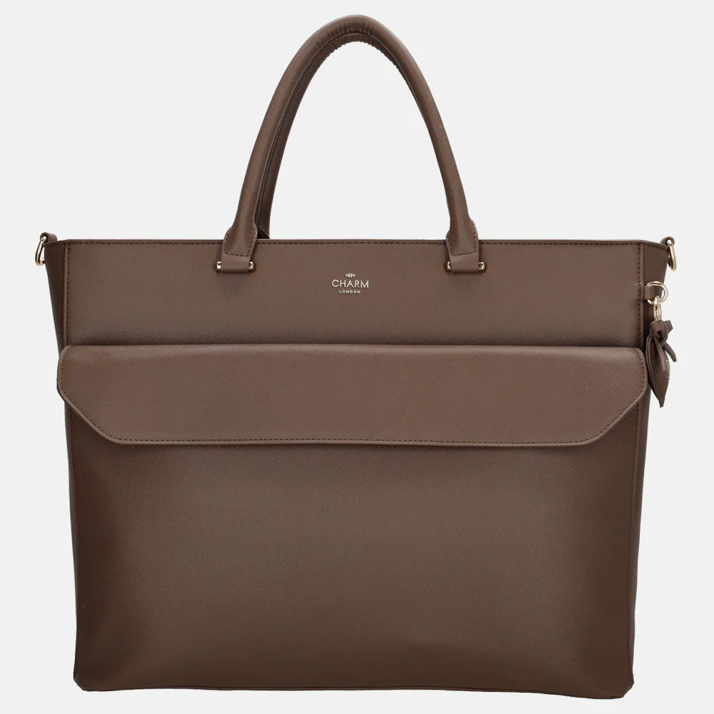 Charm London handtas 15 inch mocca bij Duifhuizen