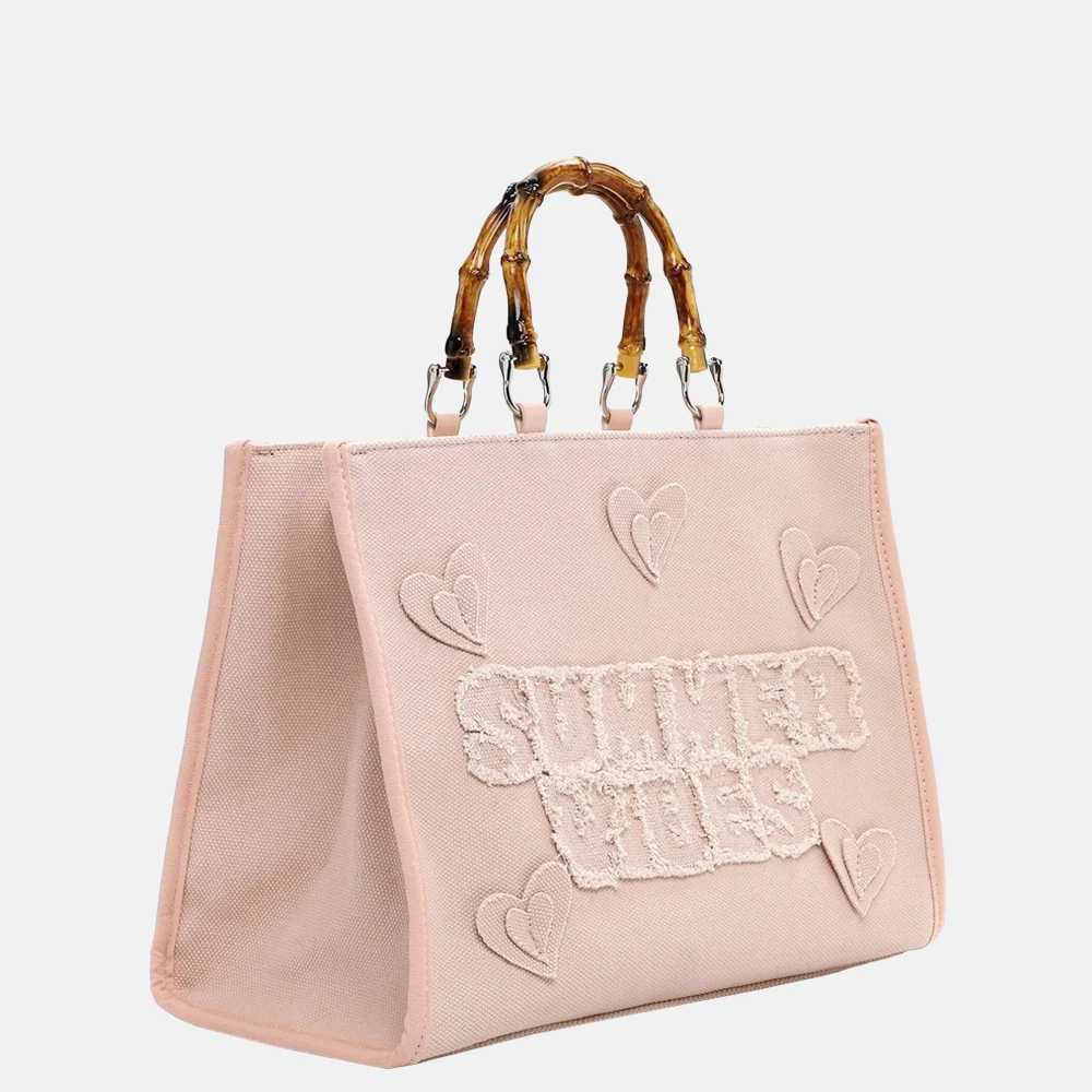 Emily & Noah Joelle summer vibes handtas canvas bambo light rose bij Duifhuizen