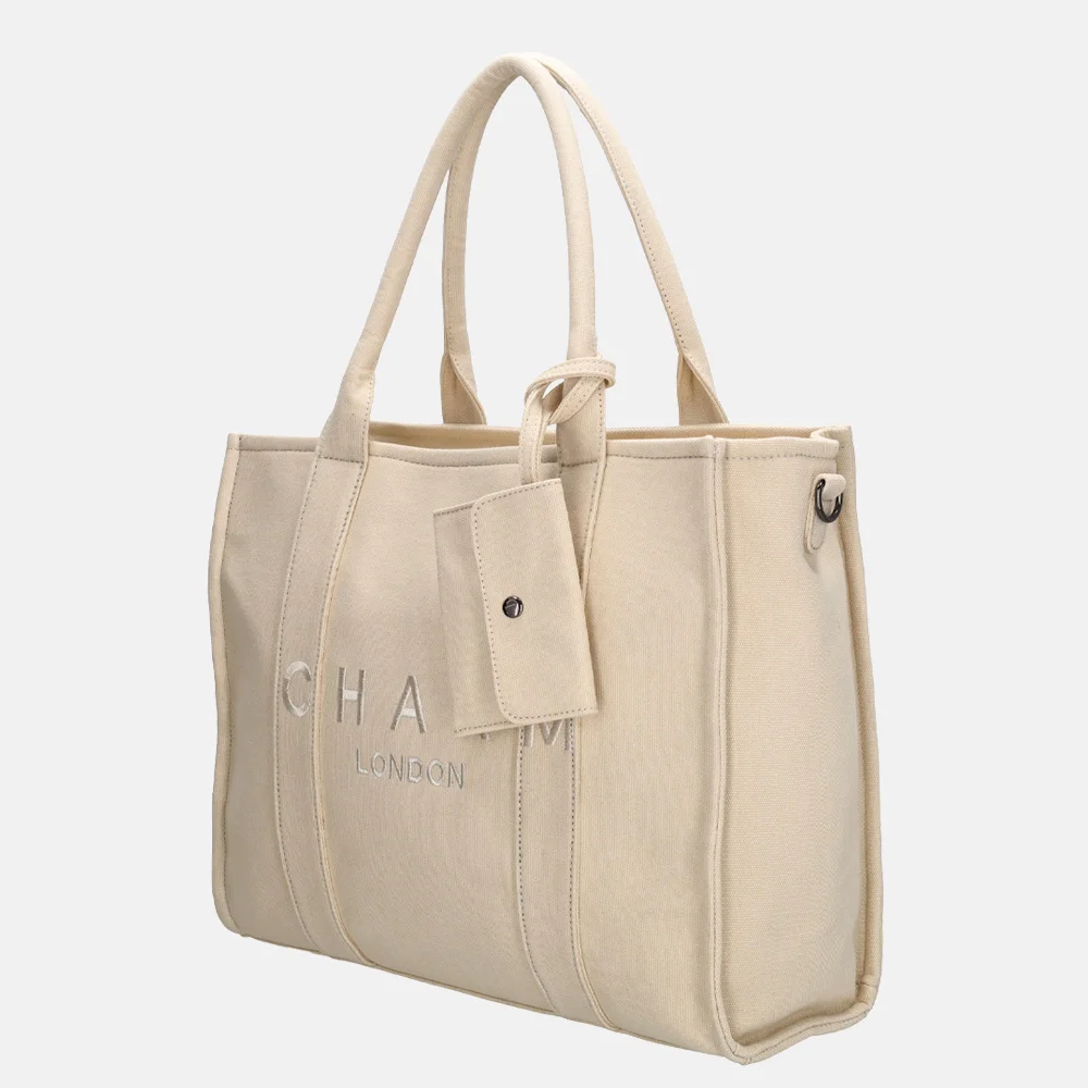 Charm London shopper/laptoptas 15 inch zand bij Duifhuizen