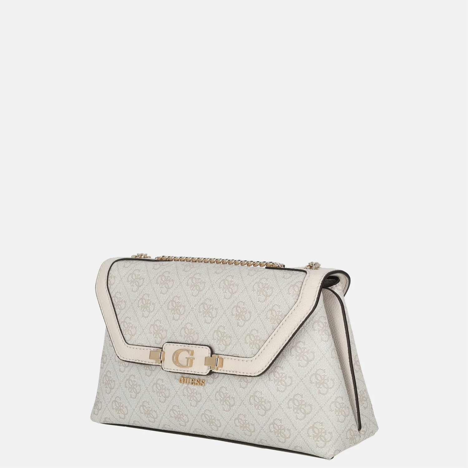 Guess Lindsey convertible flap crossbody tas bone logo bij Duifhuizen
