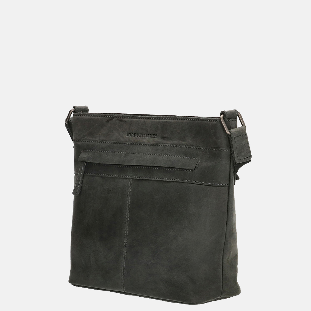 Hide & Stitches Idaho schoudertas black bij Duifhuizen