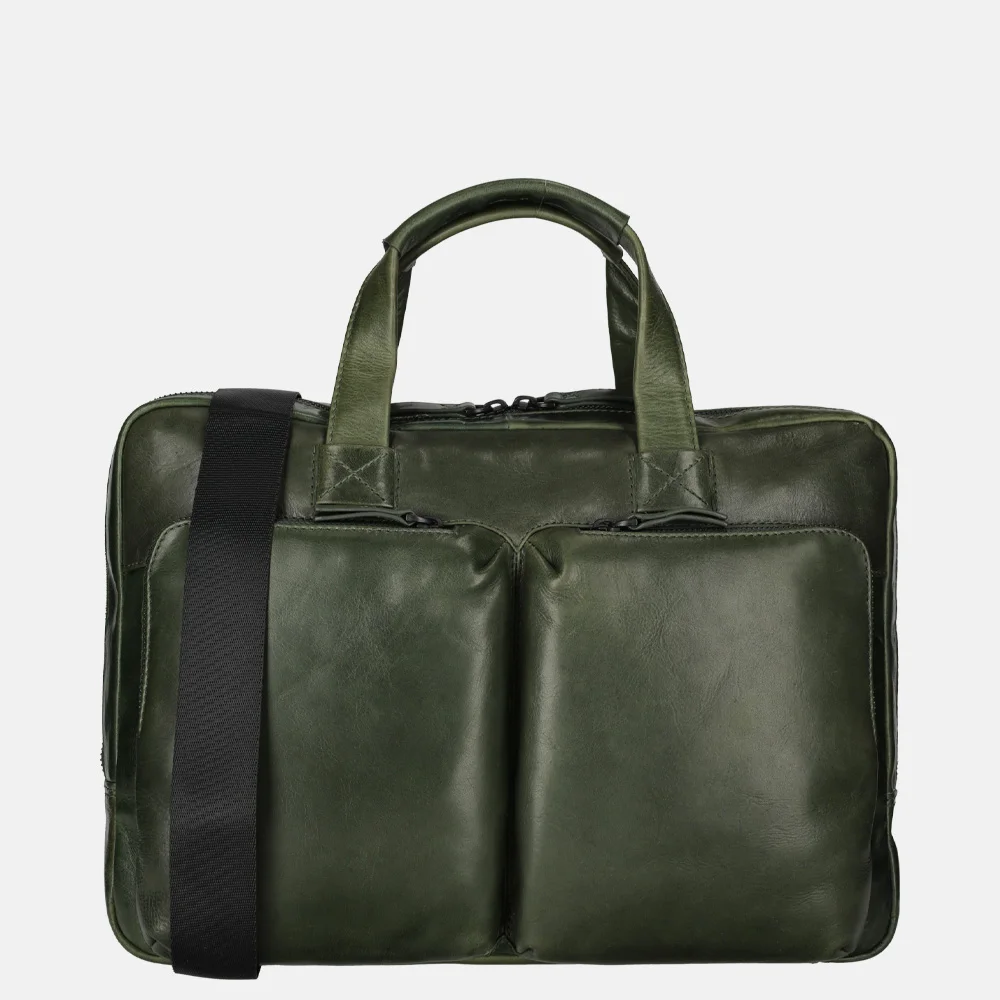 Leonhard Heyden Porto 14 inch laptoptas bottle green bij Duifhuizen