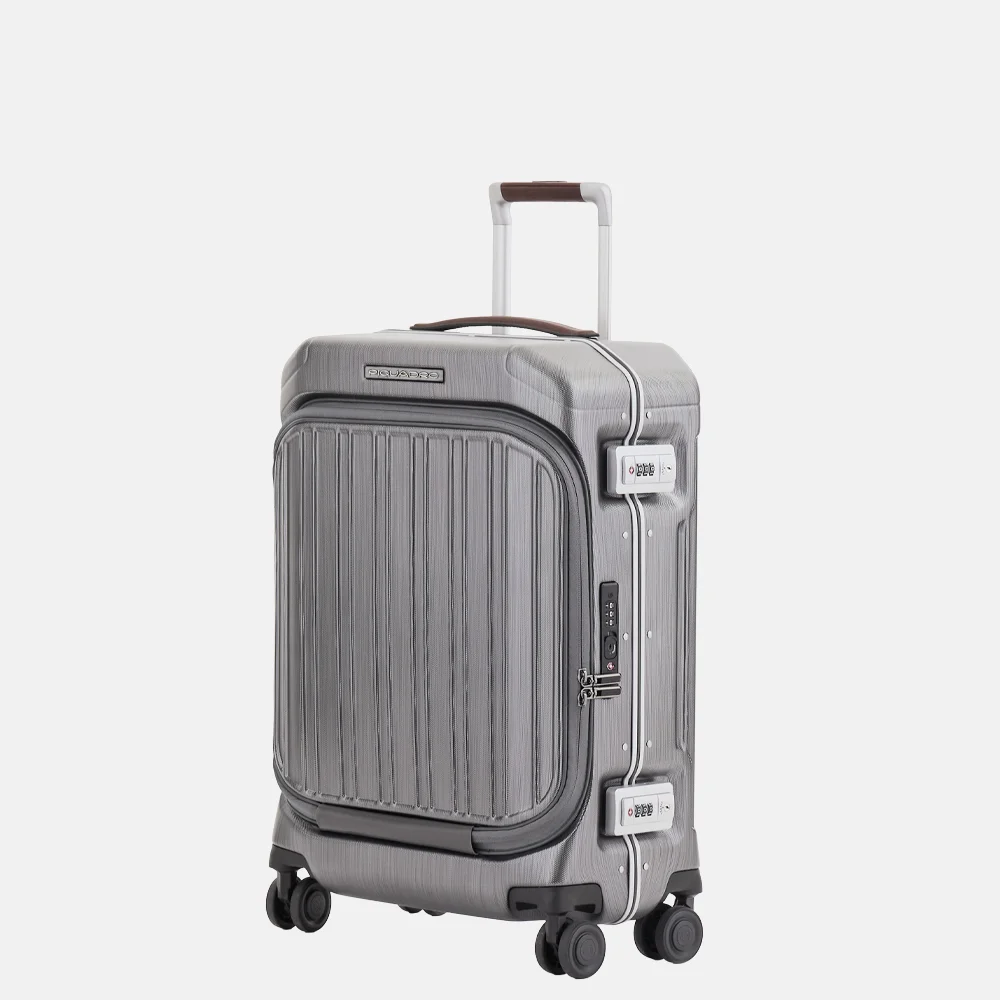 Piquadro handbagage koffer met voorvak 55 cm ncu nero bij Duifhuizen