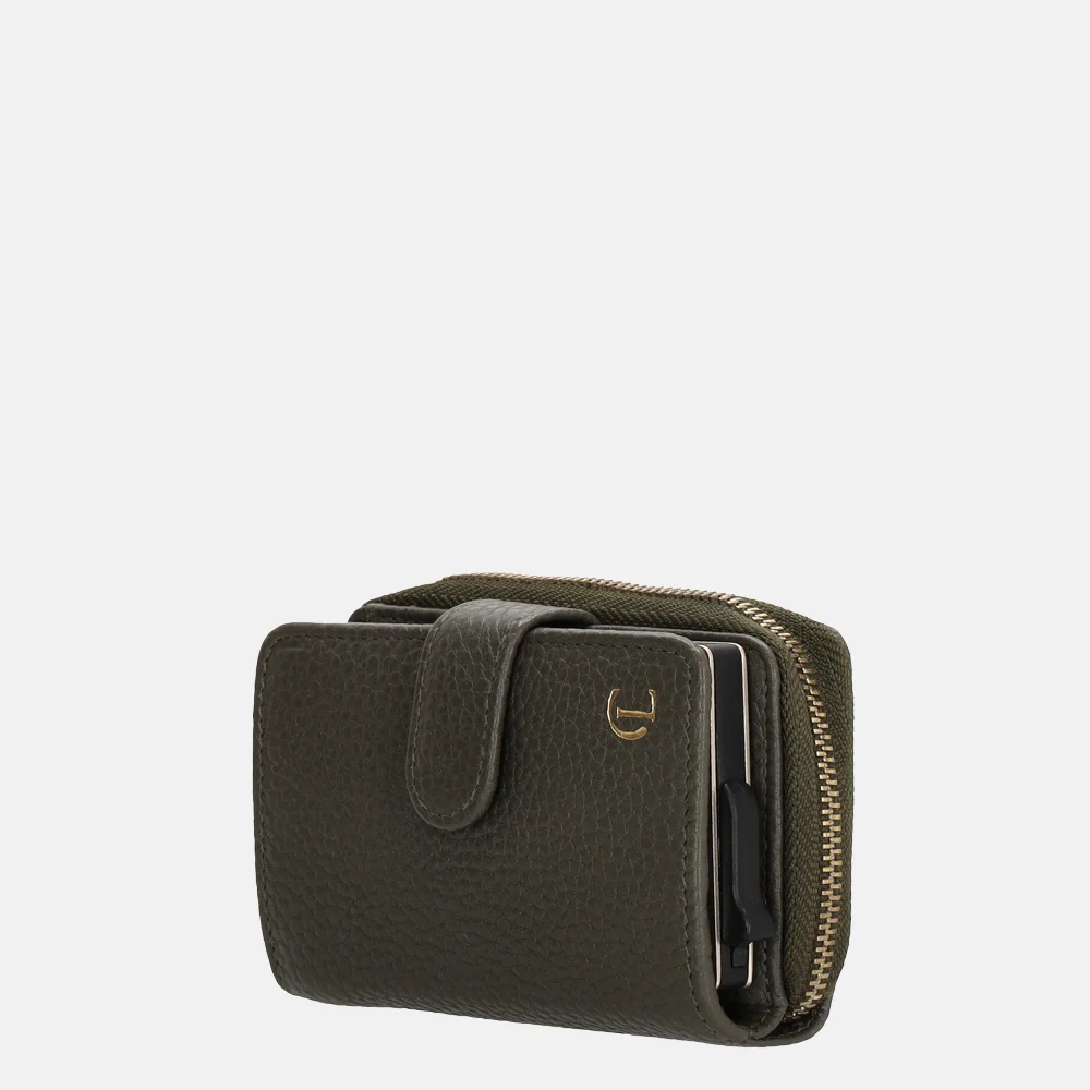 Charm London safety wallet portemonnee donkergroen bij Duifhuizen