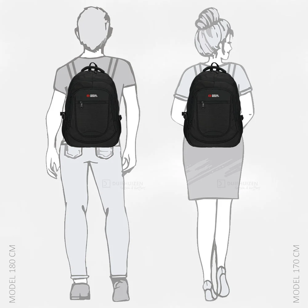 Enrico Benetti Santa Cruz rugzak 17 inch stippen zwart bij Duifhuizen