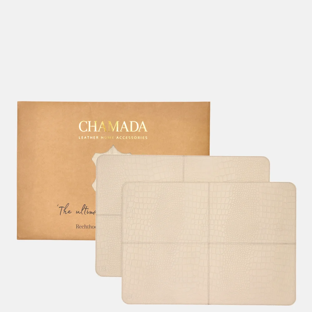 Chamada leren placemats rechthoek croco (2 stuks) beige bij Duifhuizen