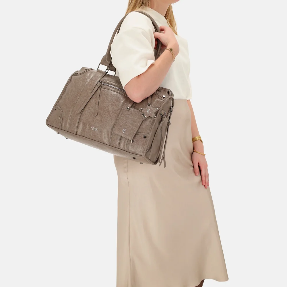 Charm London Berlin shopper L taupe bij Duifhuizen