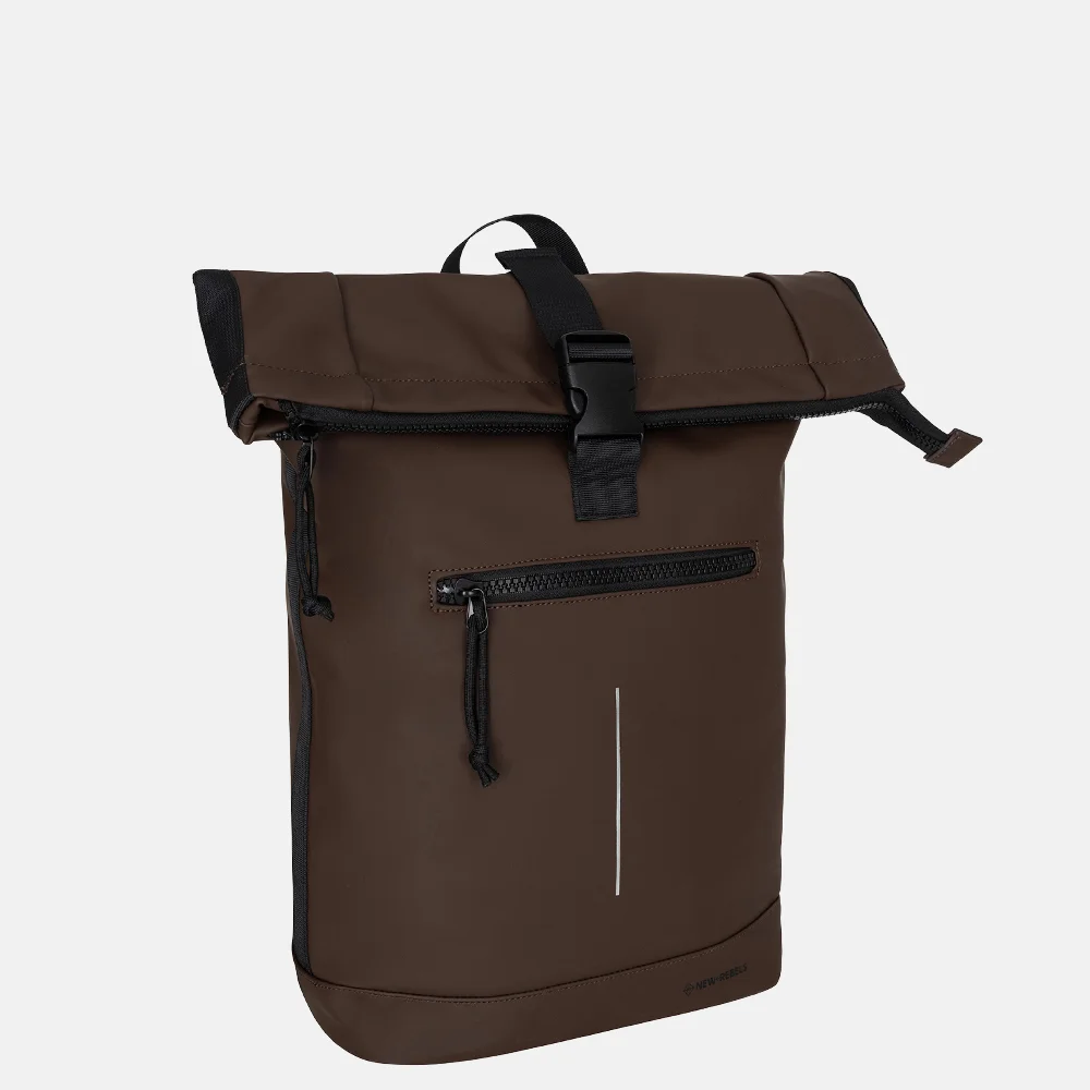 New Rebels Mart laptop rugzak 15 inch donkerbruin bij Duifhuizen