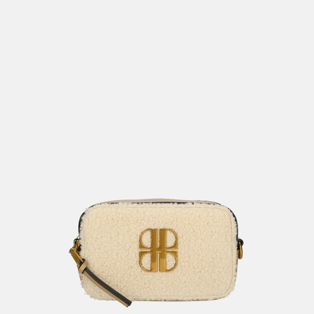 Laurent David teddy schoudertas taupe bij Duifhuizen