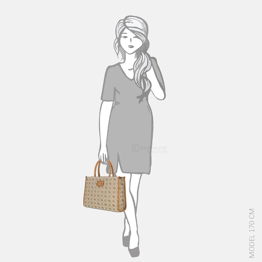 Guess Neda comp tote shopper latte logo bij Duifhuizen