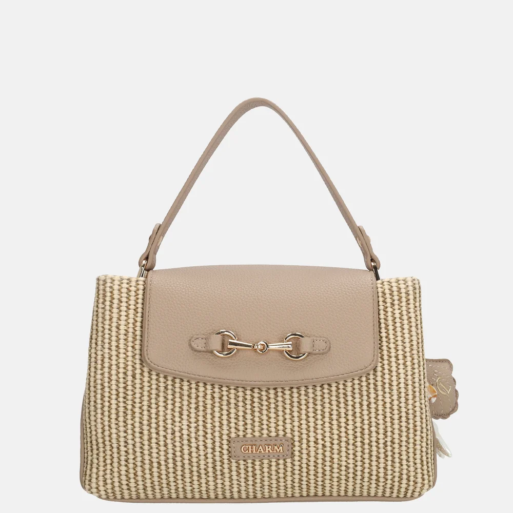 Charm London Santorini handtas 2vaks overslag taupe bij Duifhuizen