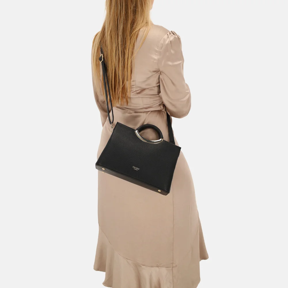 Charm London handtas beugel zwart bij Duifhuizen