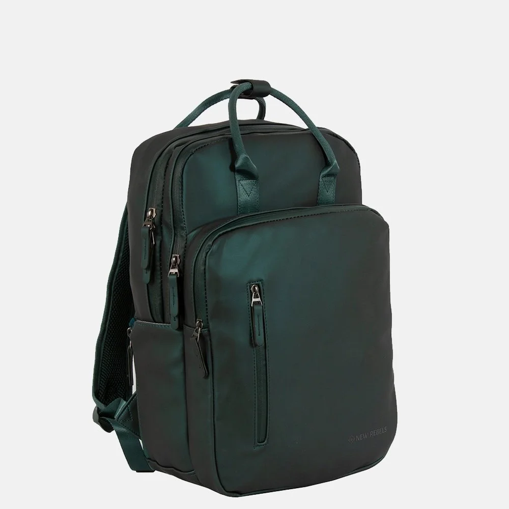 New Rebels William rugzak 15.6 inch metallic green bij Duifhuizen
