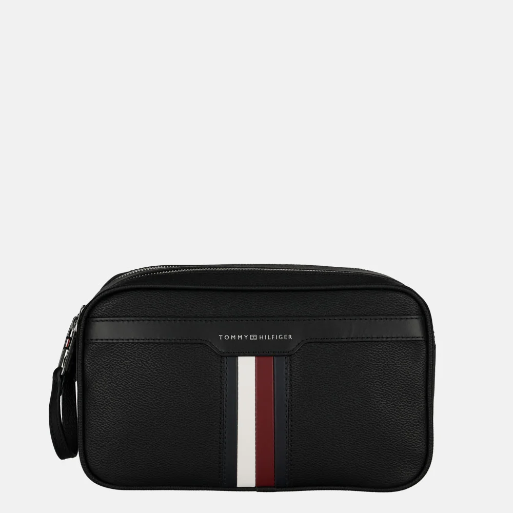 Tommy Hilfiger Coated Canvas toilettas black bij Duifhuizen