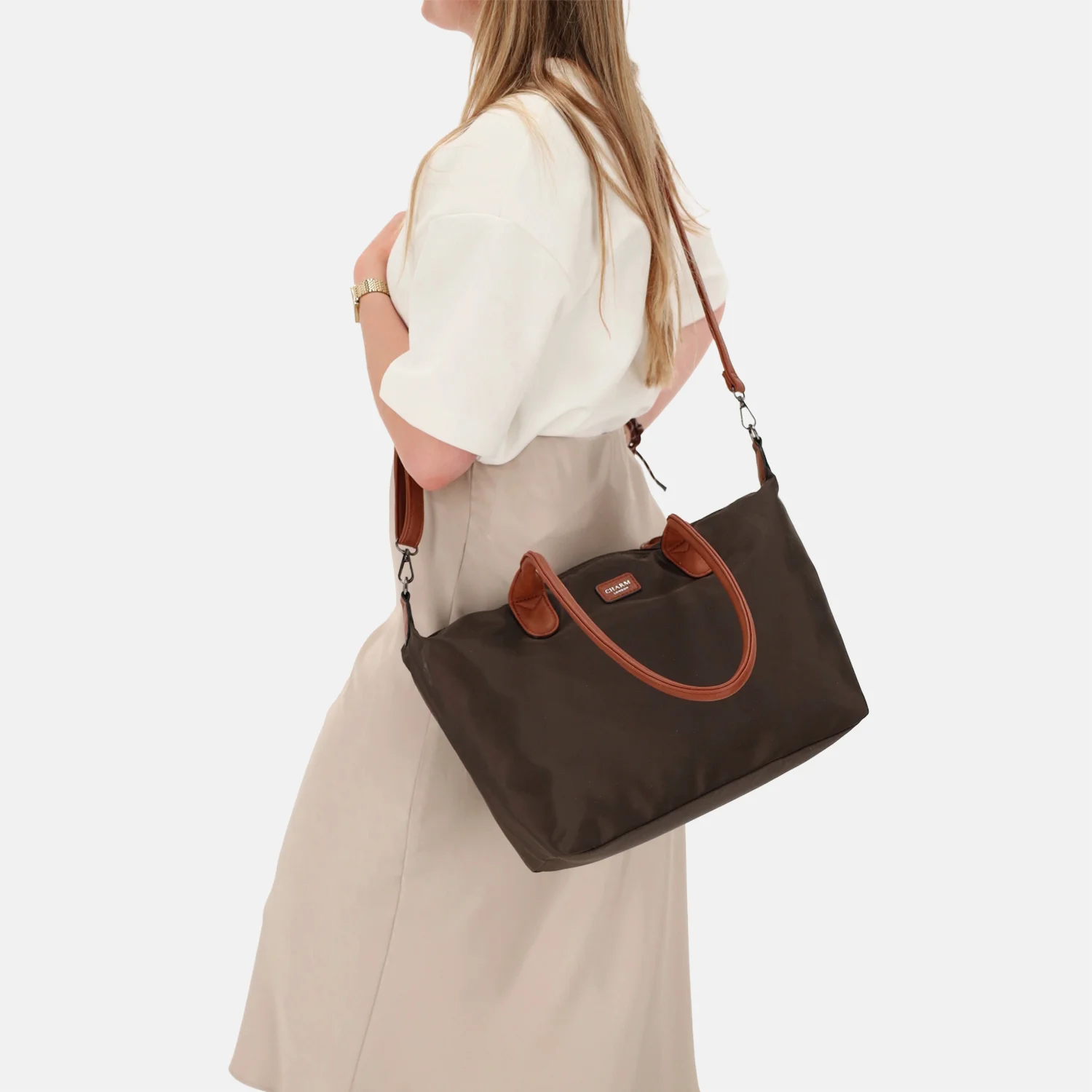 Charm London Buckingham shopper L donkerbruin bij Duifhuizen