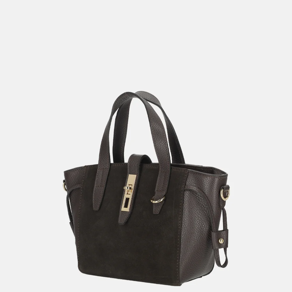 Charm London handtas suede/leer donkerbruin bij Duifhuizen