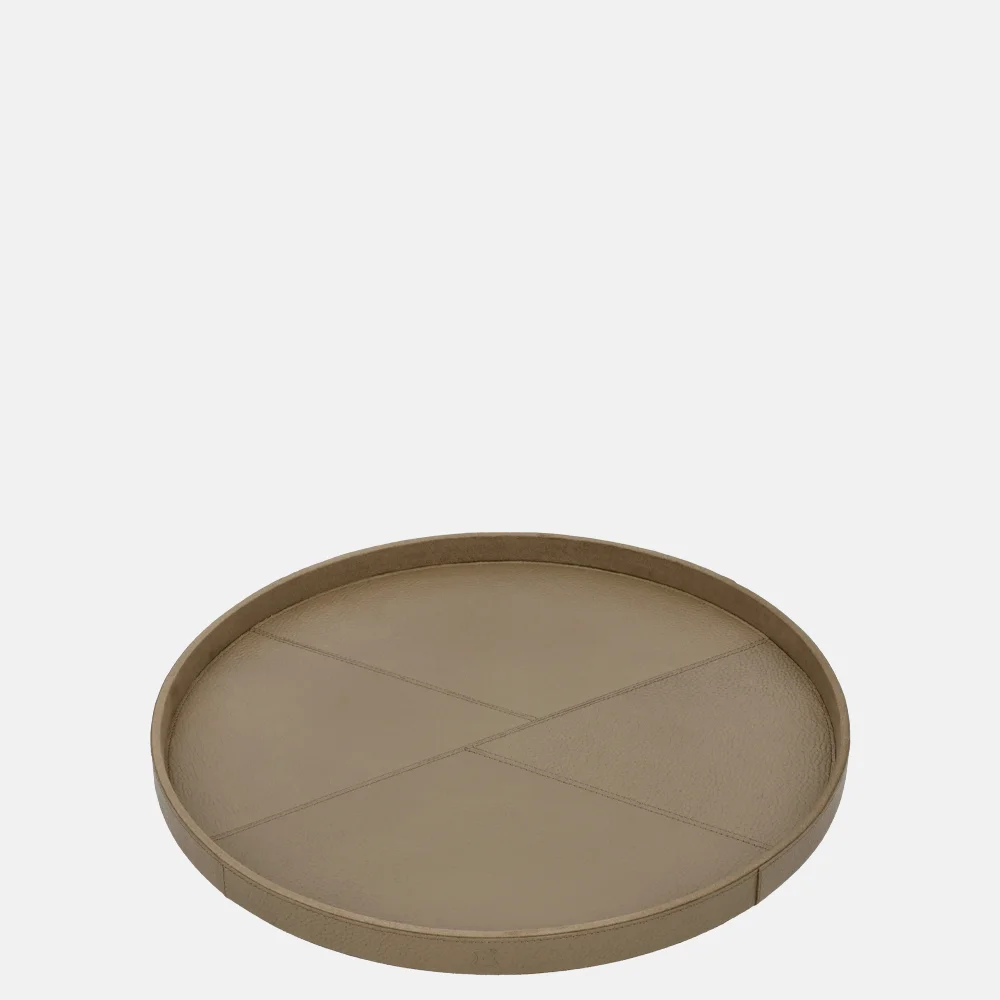 Chamada Lauren leren dienblad rond effen M taupe