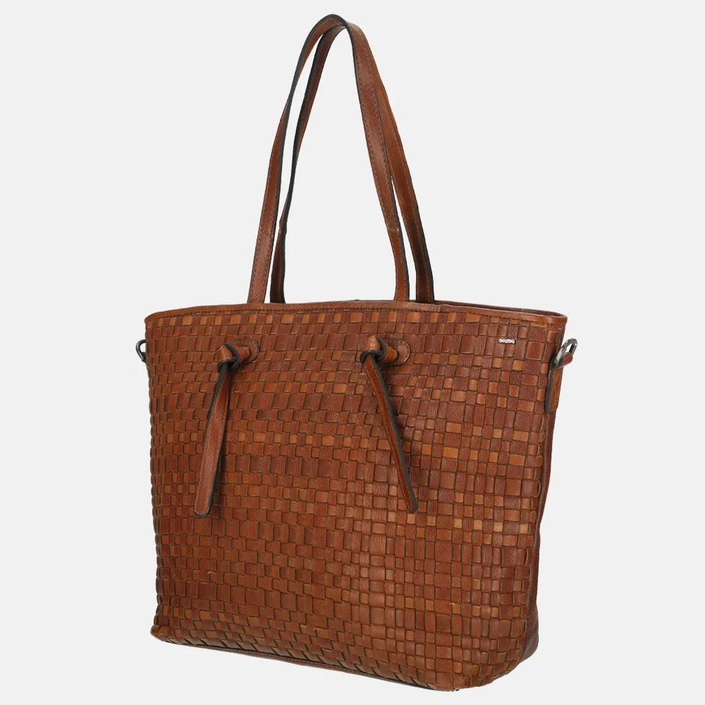 Berba Amalfi shopper vlechtwerk cognac bij Duifhuizen