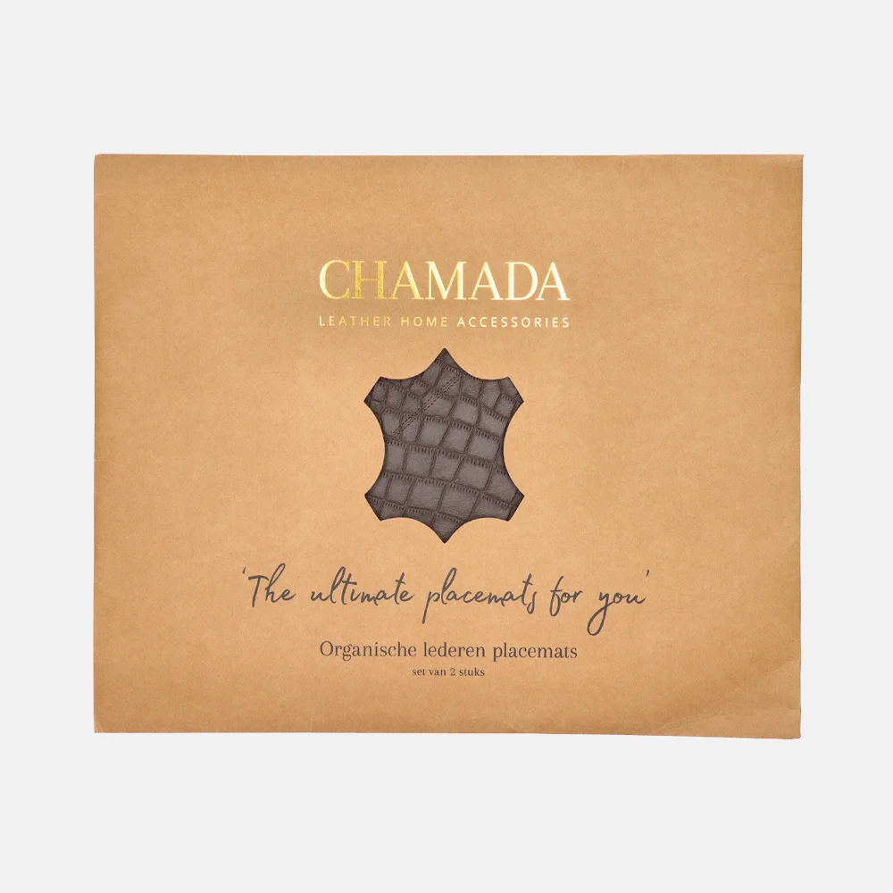 Chamada leren placemats organisch croco (2 stuks) donkerbruin bij Duifhuizen