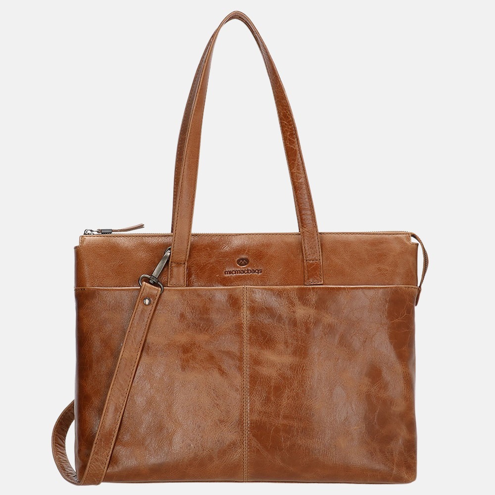 Micmacbags Porto laptoptas 15 inch brown bij Duifhuizen