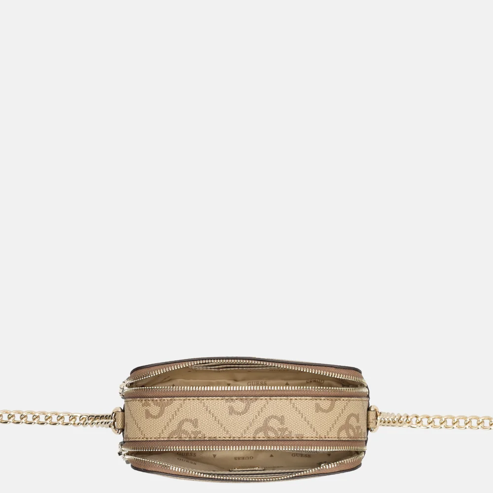 Guess Noelle II crossbody camera bag handtas latte logo bij Duifhuizen
