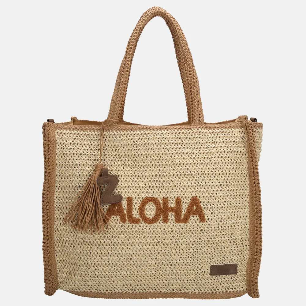 Zebra Trends Moana strandtas riet colorblock nature bij Duifhuizen