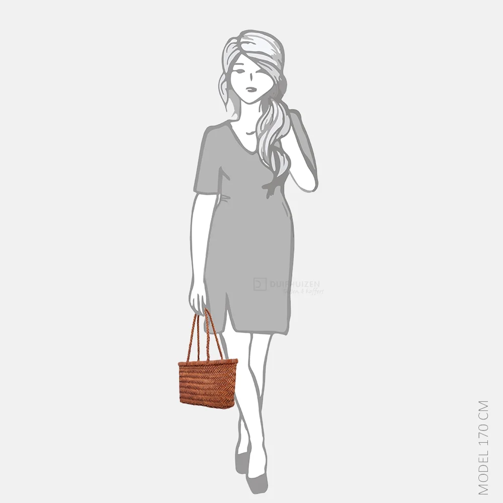 Hide & Stitches Amazone shopper S vlechtwerk handmade cognac bij Duifhuizen