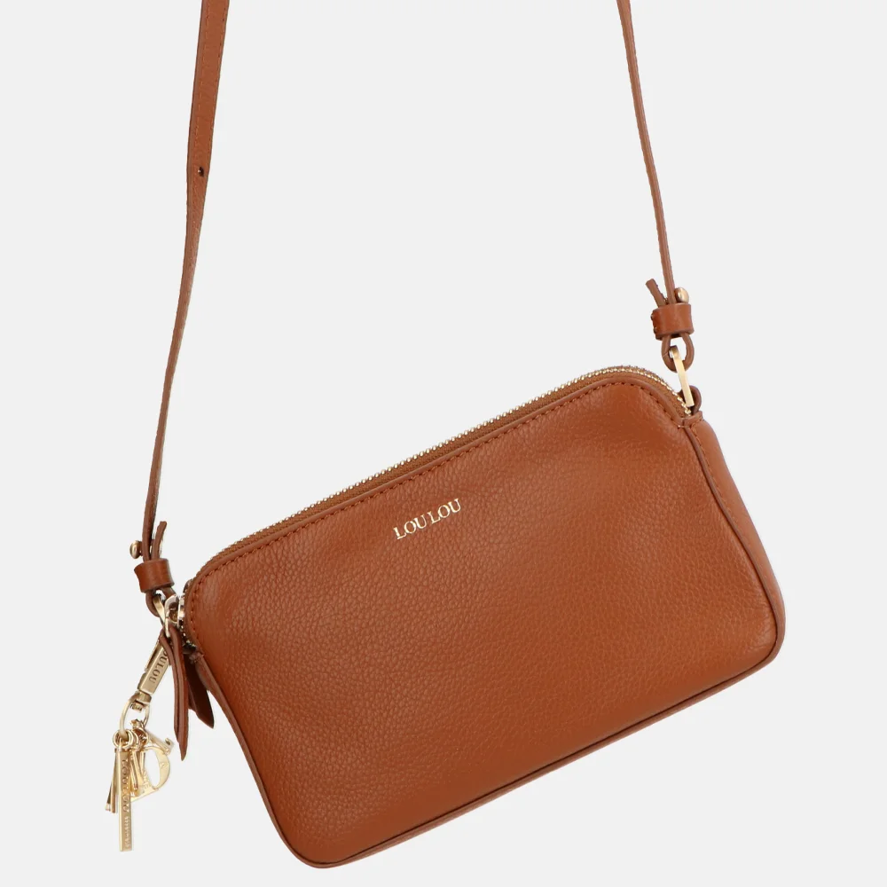 Loulou Essentiels Sue crossbody tas cognac bij Duifhuizen