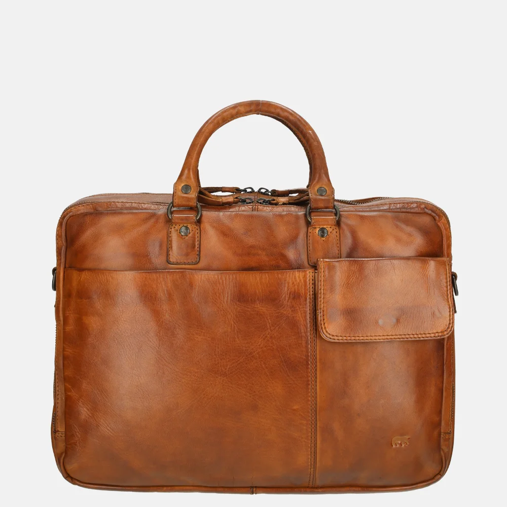 Bear Design laptoptas 17 inch cognac bij Duifhuizen
