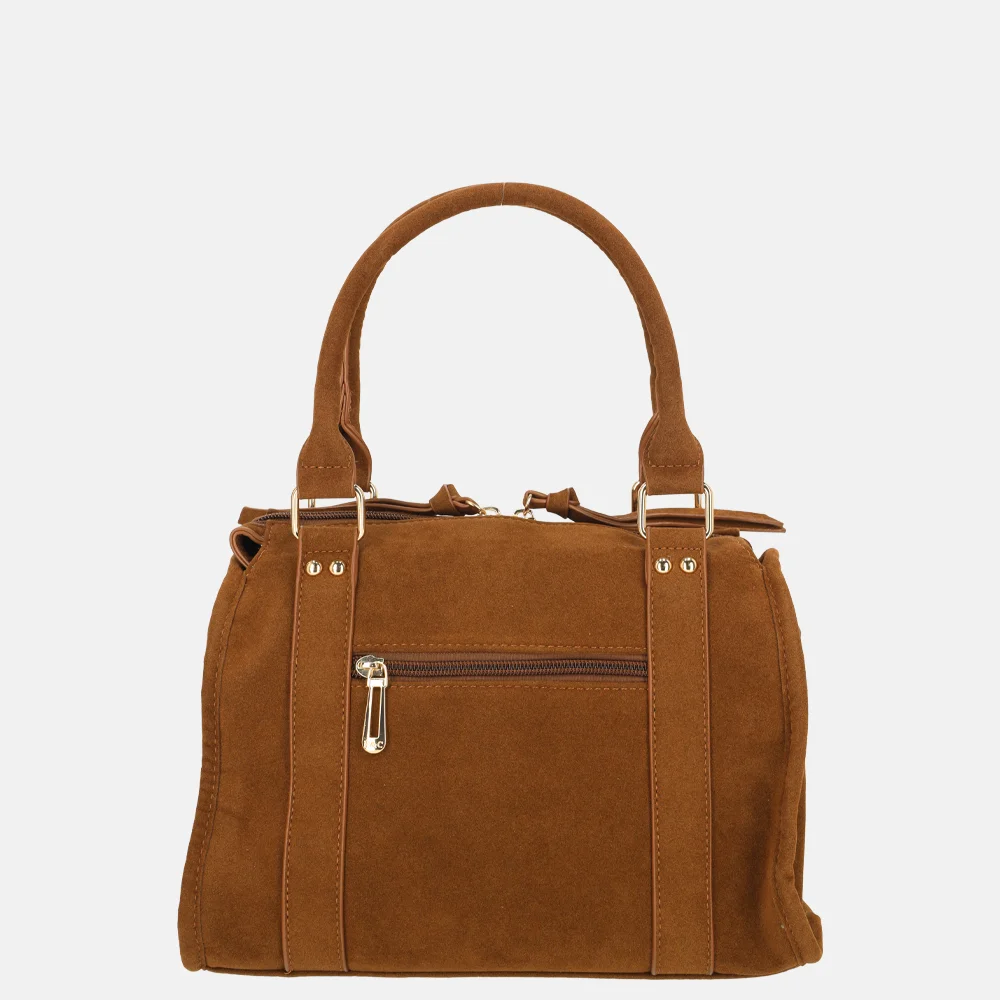 Flora & Co Suedine handtas camel bij Duifhuizen