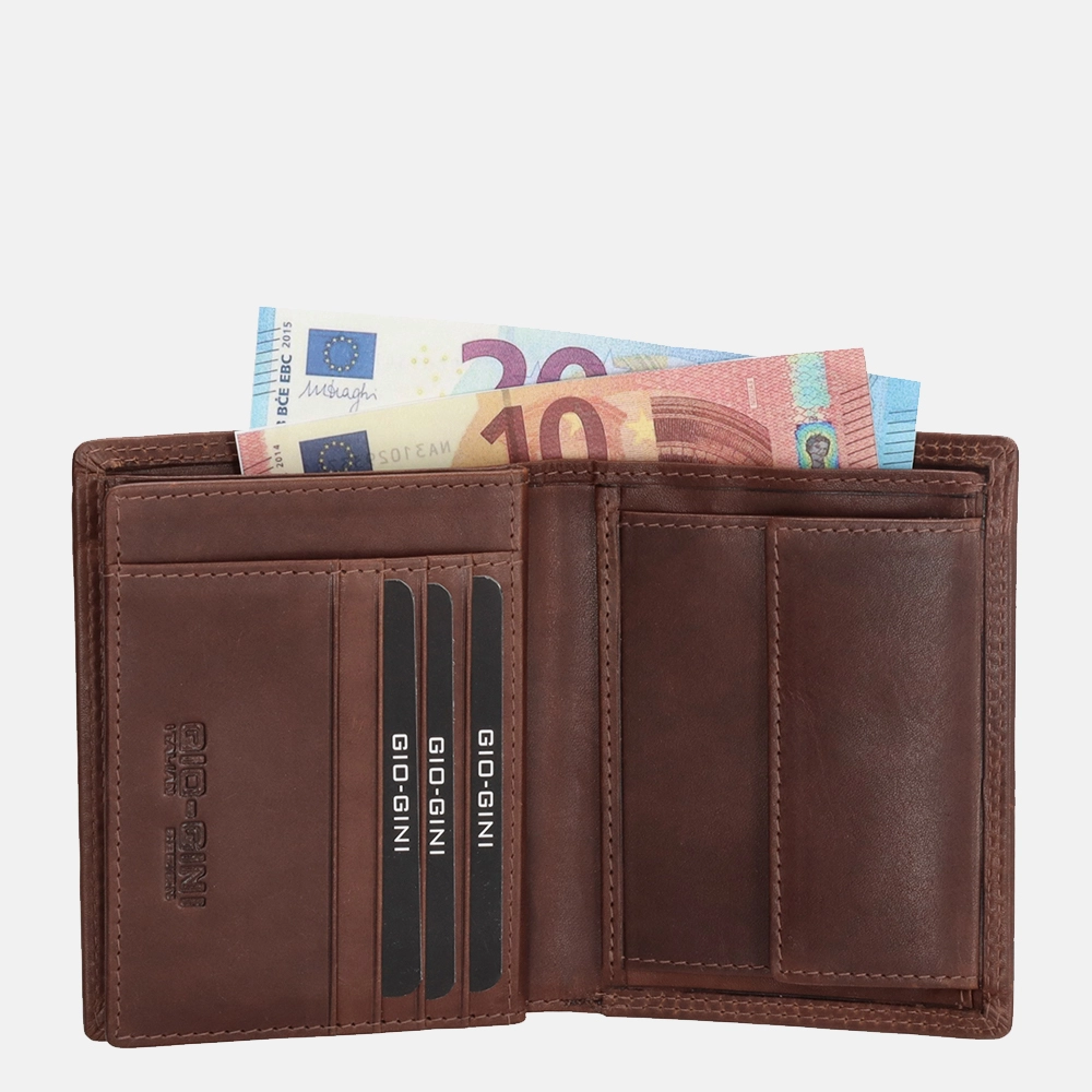 Gio Gini billfold brown bij Duifhuizen