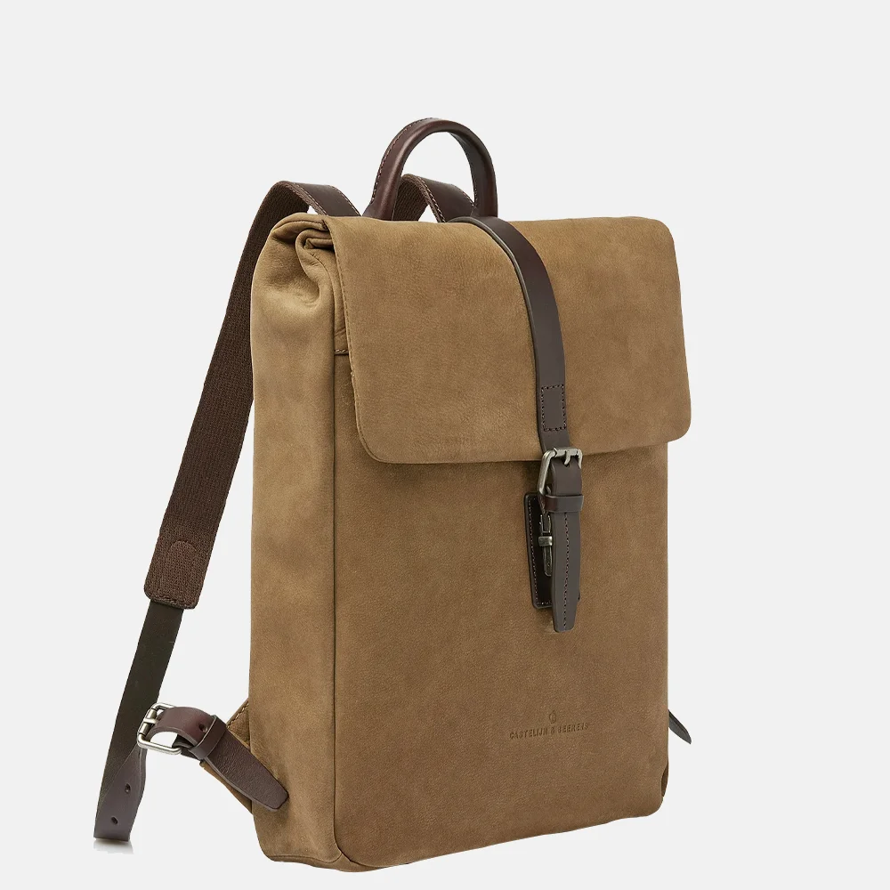 Castelijn en Beerens Nubuck rugzak 15 inch taupe bij Duifhuizen