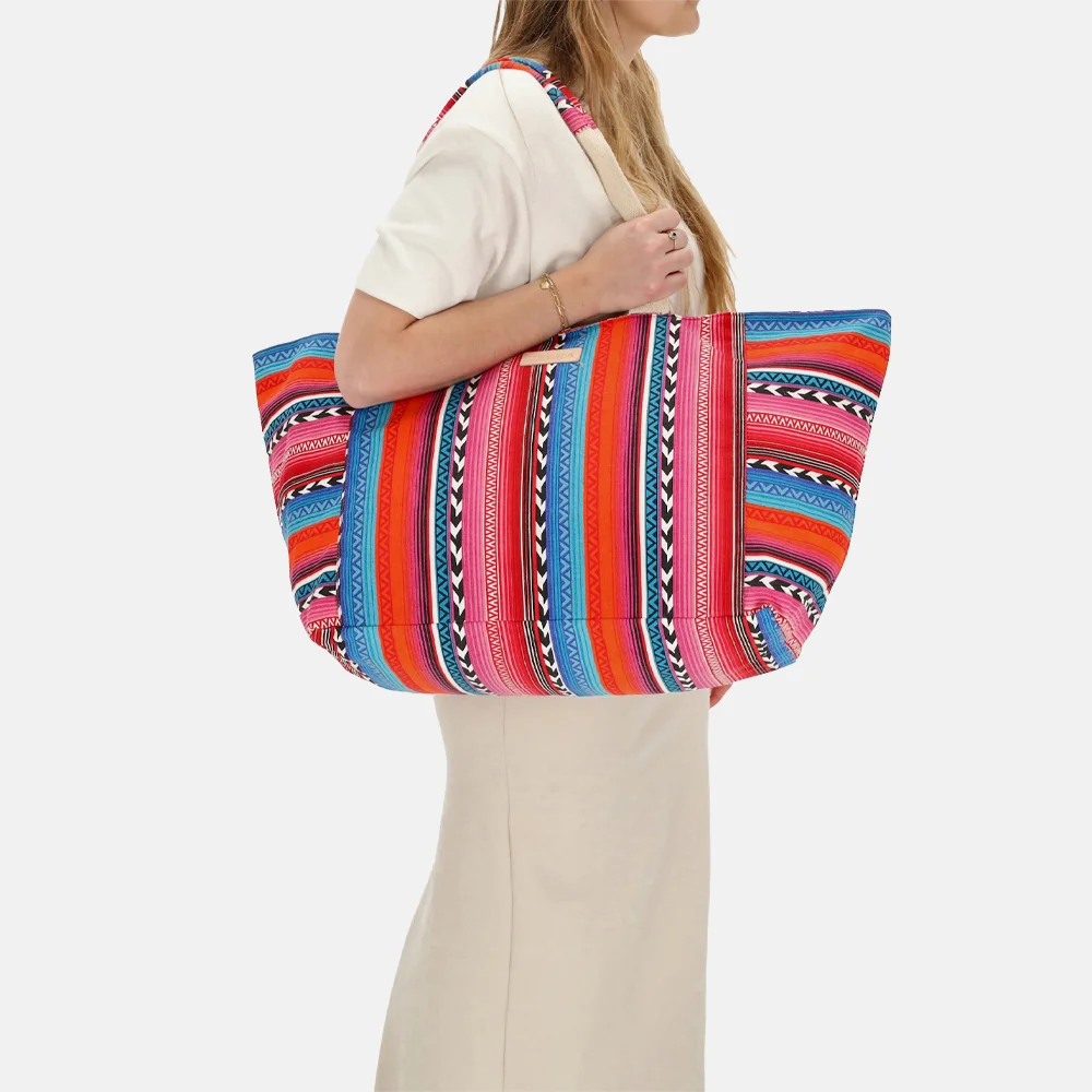 Zebra Trends strandtas multi fuchsia bij Duifhuizen