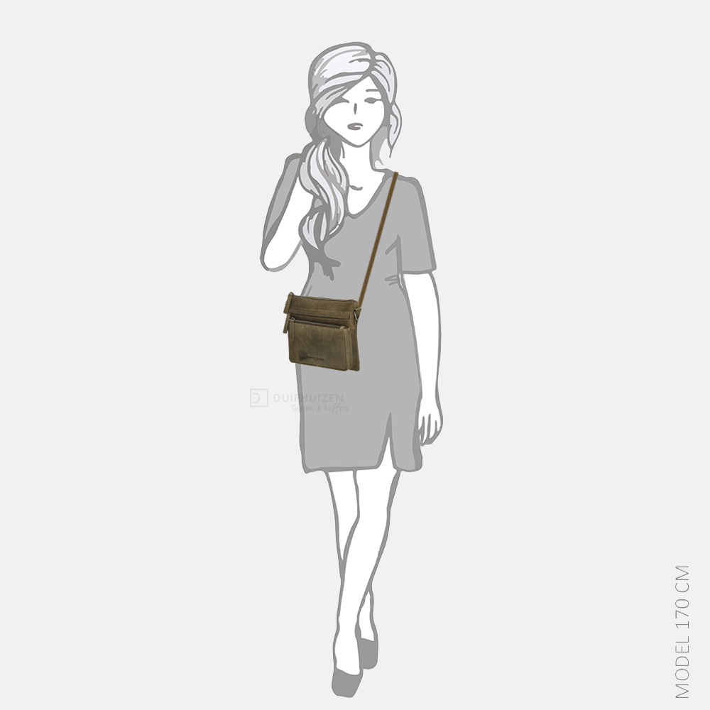 Hide & Stitches Idaho crossbody tas olijfgroen bij Duifhuizen