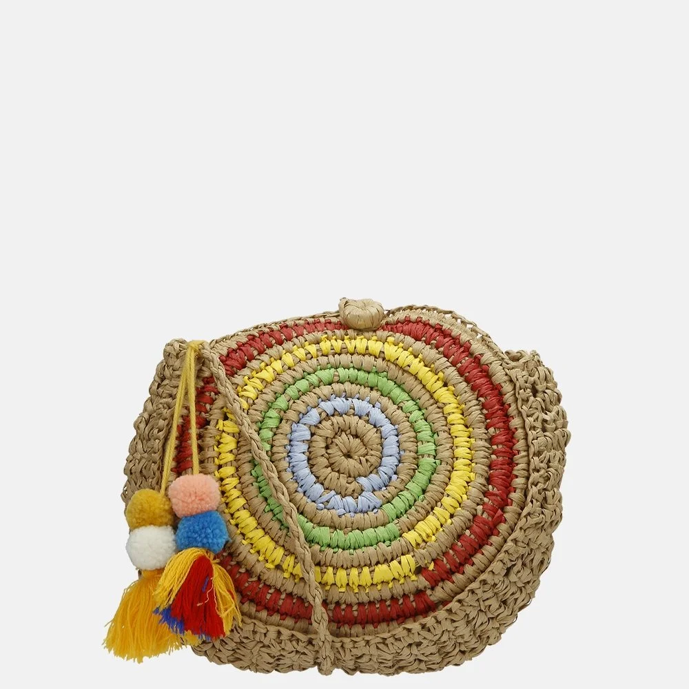 David Jones crossbody tas riet rond naturel