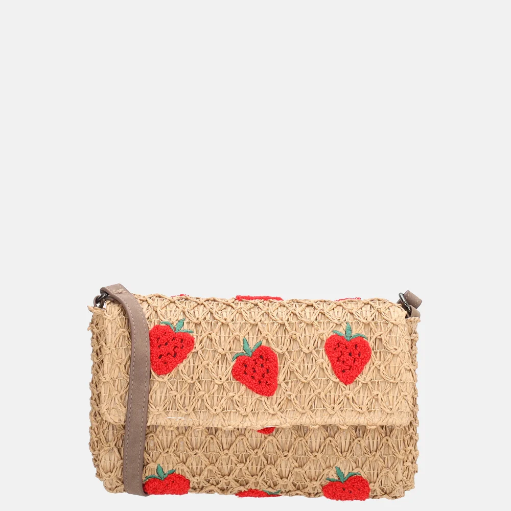Zebra Trends rieten crossbody tas strawberry