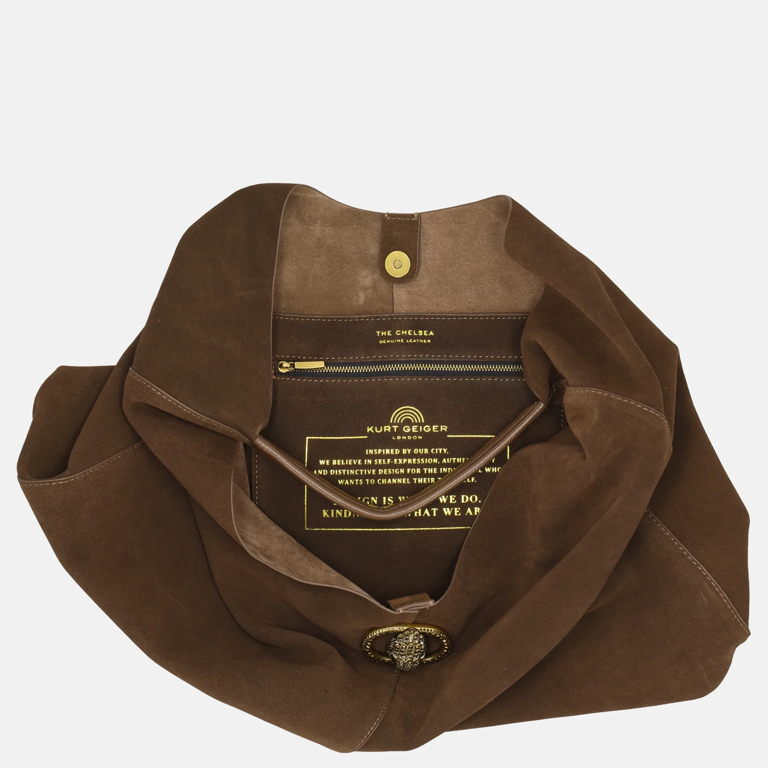 Kurt Geiger Chelsea Slouch Hobo buideltas dark brown bij Duifhuizen