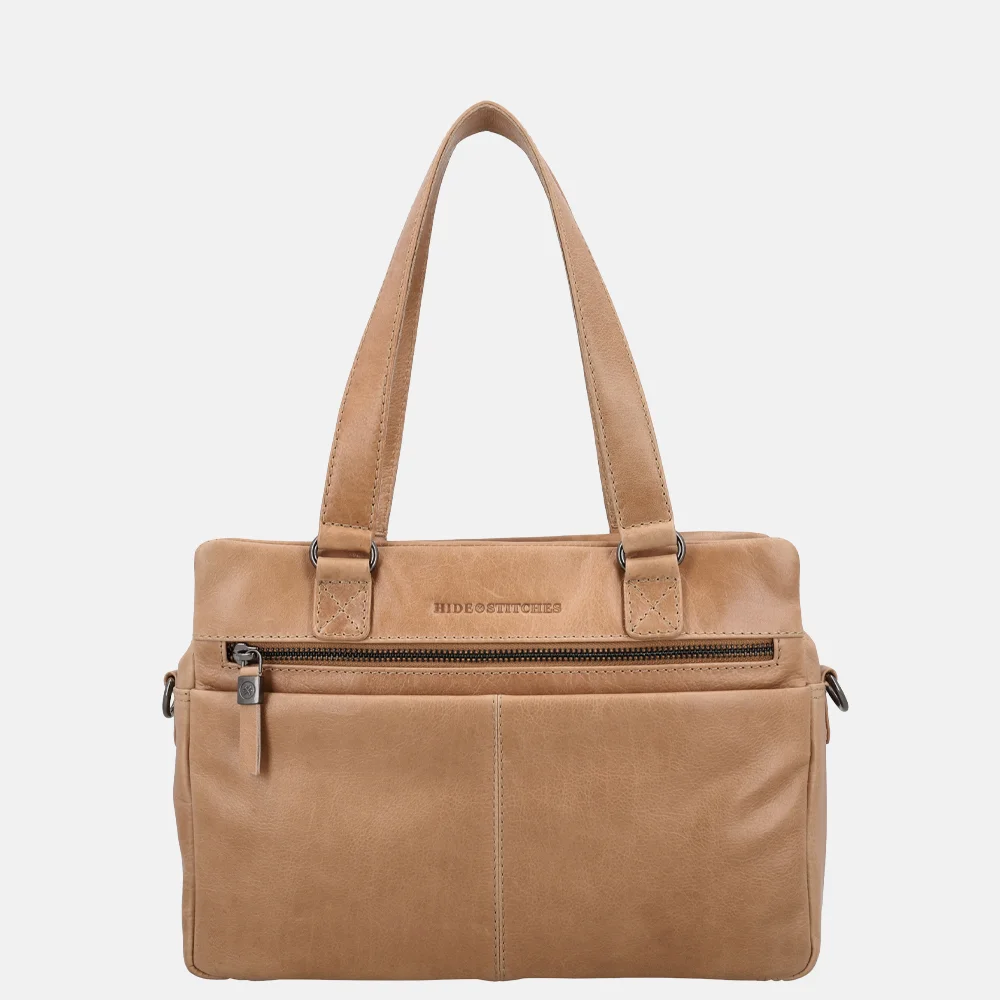Hide & Stitches Porto handtas taupe bij Duifhuizen