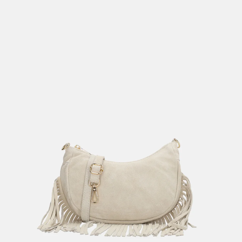 Charm London suède crossbody tas S franjes zand