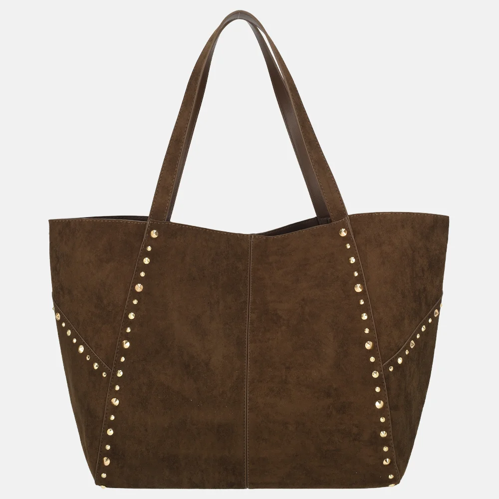 Firenze shopper suedine studs L coffee