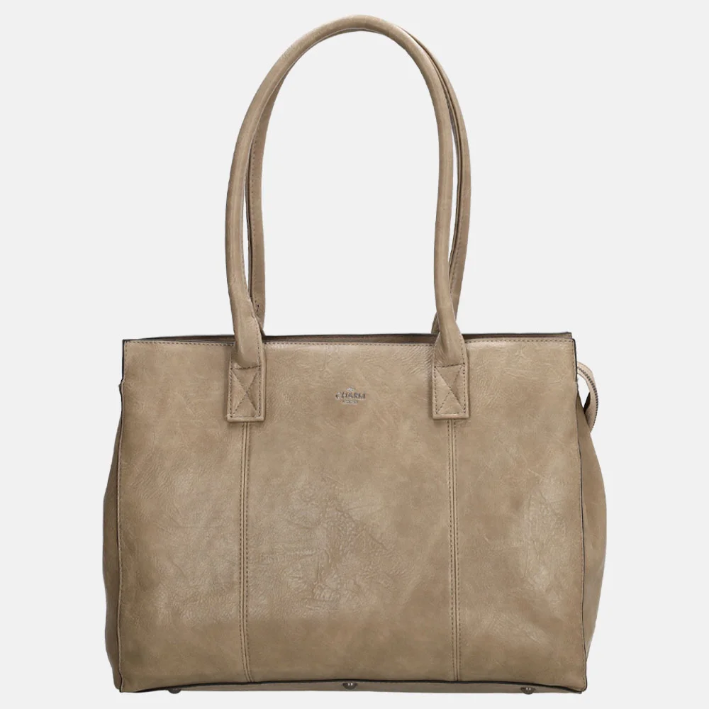 Charm London shopper 15.6 inch L donkertaupe