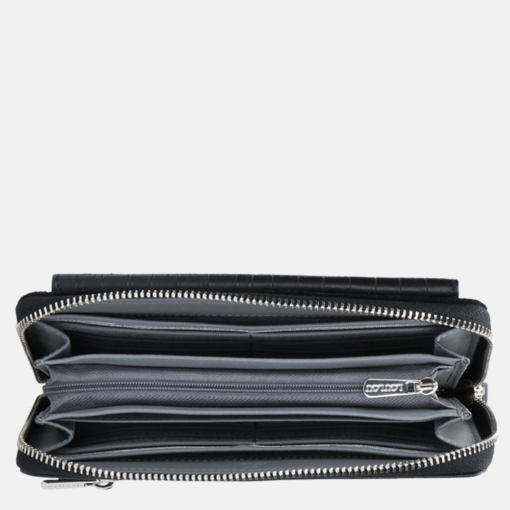 Loulou Essentiels Classy Croco portemonnee black bij Duifhuizen