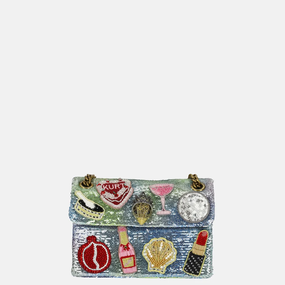 Kurt Geiger Kensington Sequin schoudertas mini patches silver bij Duifhuizen