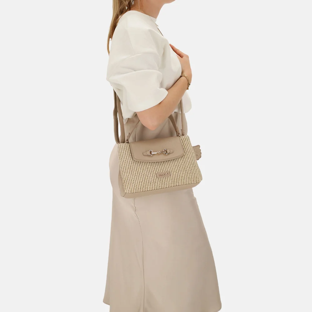 Charm London Santorini handtas 2vaks overslag taupe bij Duifhuizen