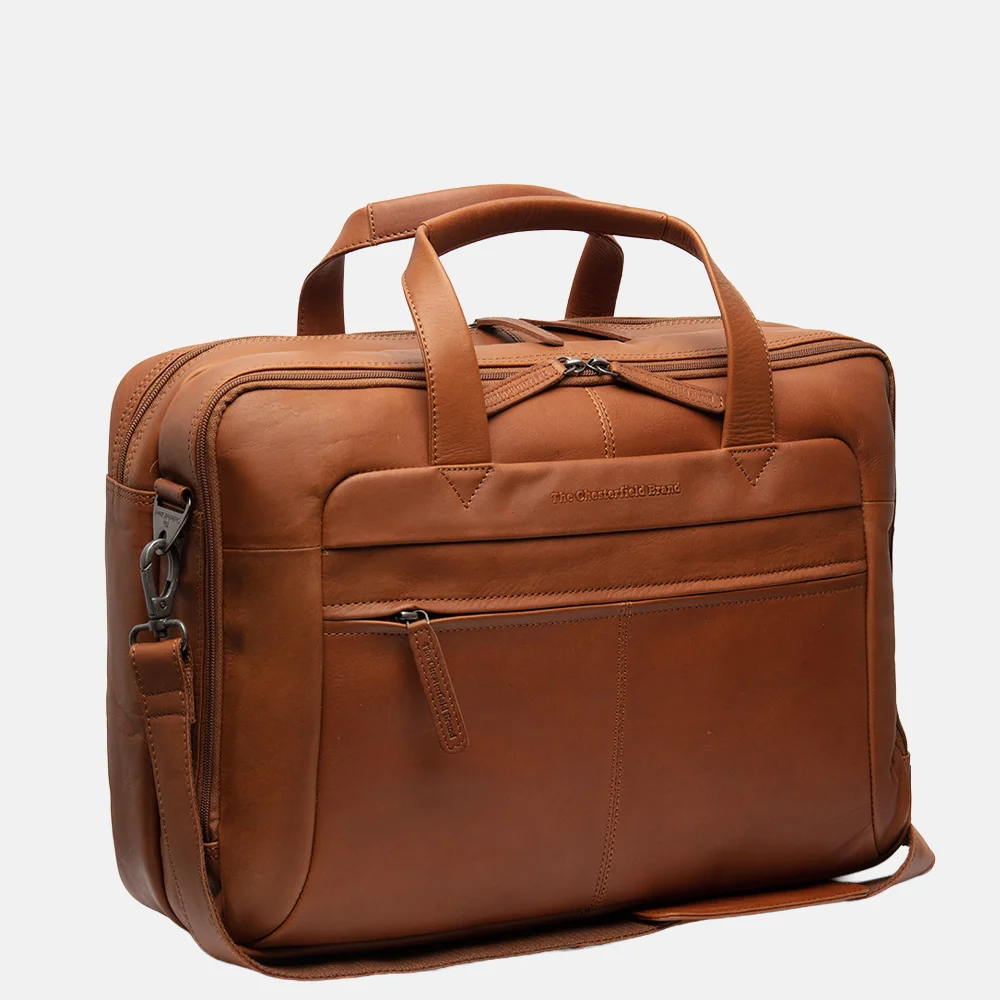 Chesterfield Ryan laptoptas 17 inch cognac