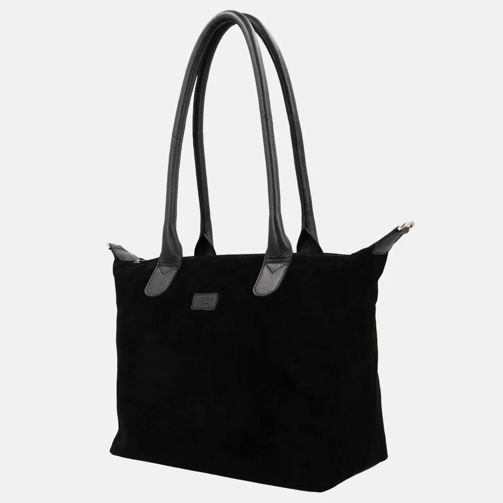 Charm London Buckingham Royal handtas M suede zwart bij Duifhuizen