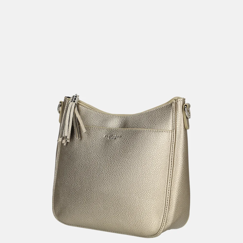 Flora & Co crossbody tas taupe metal bij Duifhuizen